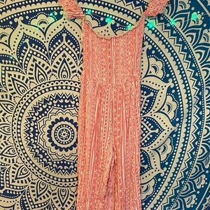 Pink Patterned off the shoulder romper